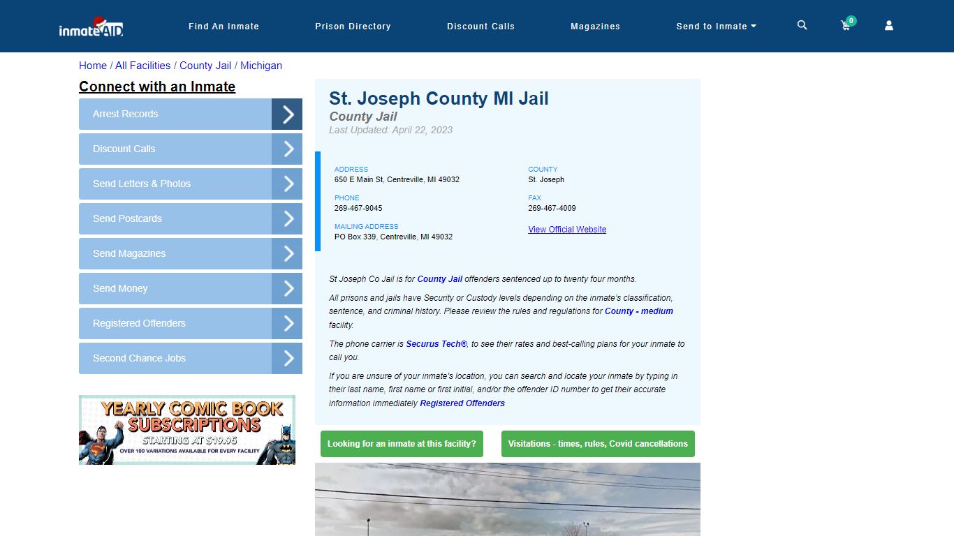 St. Joseph County MI Jail - Inmate Locator - Centreville, MI